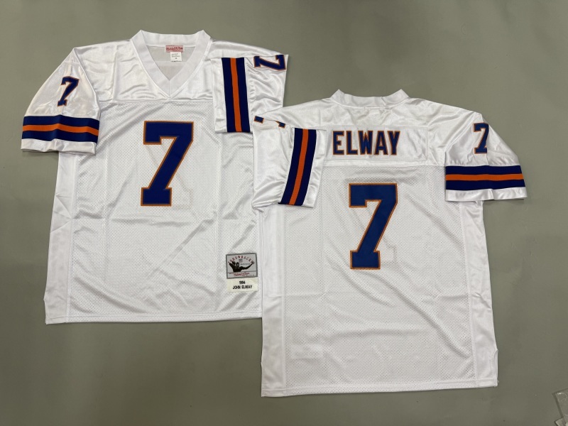 Men 2025 Denver Broncos #7 Elway white Throwback Limited NFL Jersey style 002